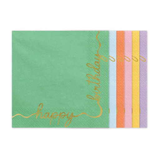 Picture of PAPER NAPKINS HAPPY BIRTHDAY PASTEL RAINBOW 33X33CM - 12 PK